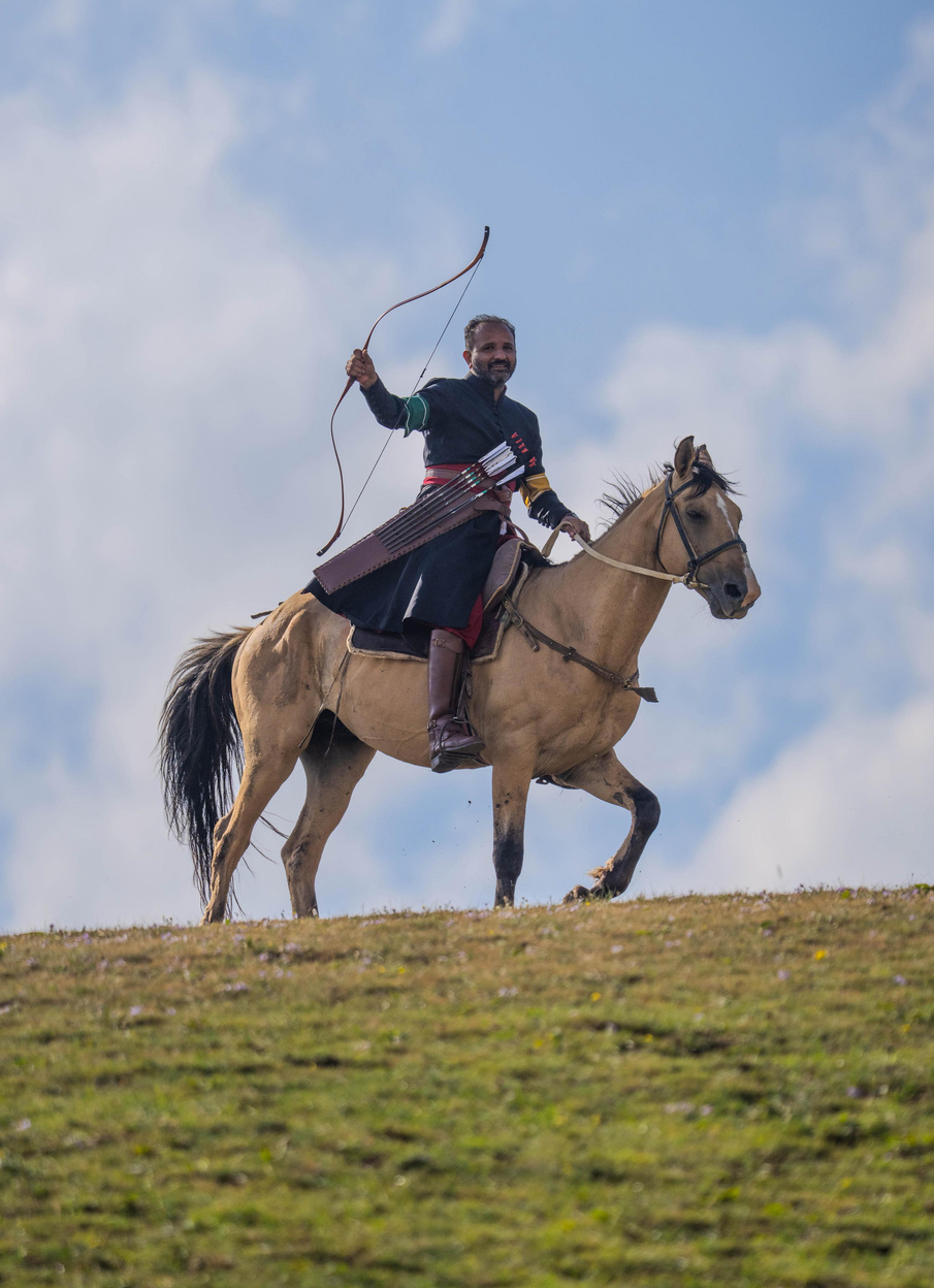 Horseback archer in competition